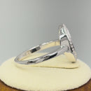 Sterling Silver Unique White Lab Opal Offset Halo CZ Ring