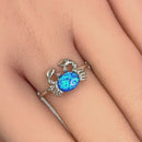 Sterling Silver Crab Blue Lab Opal Ring