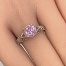 Sterling Silver Swirl Design Pink and Clear CZ Ring