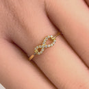 Solid 14K Yellow Gold Trendy Infinity CZ Ring