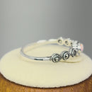 Sterling Silver Small Round Opal Marcasite Ring
