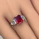 Sterling Silver Bicolor Purple Orange Ombre CZ Ring