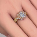 Solid 14K Two Tone Yellow & Rose Gold Engagement Round Clear CZ Ring