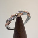 Sterling Silver and Rose Gold Plated Braided CZ Ring