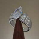 Sterling Silver Unique Marquise Cut Engagement CZ Ring