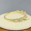 Solid 14K Yellow Gold Half Eternity Twist Round CZ Ring