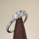 Solid 14K White Gold Triple Round Cut CZ Engagement Ring