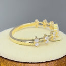 Solid 14K Yellow Gold Double Round Clear CZ Ring