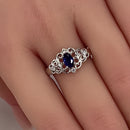 Sterling Silver Blue CZ Vintage Design Ring