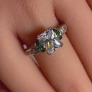 Sterling Silver Clear Emerald Cut Emerald CZ Ring