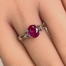 Sterling Silver Charmed Oval Ruby CZ Ring