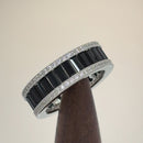Sterling Silver Emerald Cut Eternity Pave Black CZ Ring