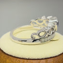 Sterling Silver Heart Crown Blue Sapphire CZ Ring