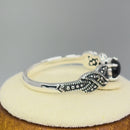 Sterling Silver Oval Black Onyx Marcasite Ring