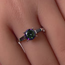 Sterling Silver Round and Baguette Cut Rainbow CZ Ring