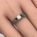 Sterling Silver Oval Fresh Water Pearl Marcasite Ring
