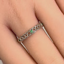 Sterling Silver Braided Eternity Green CZ Ring
