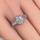 Solid 14K White Gold Radiant Cut CZ Engagement Ring