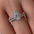 Sterling Silver 5x10mm CZ Marquise Halo Engagement Ring Set