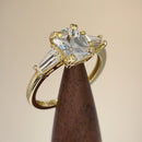 Solid 14K Yellow Gold Radiant Cut CZ Engagement Ring