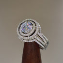 Sterling Silver Double Halo Round CZ Set Ring
