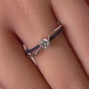 Sterling Silver Round Cut Engagement Blue CZ Ring