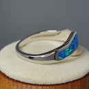 Sterling Silver Blue Lab Opal Abstract Wave Ring