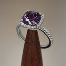 Sterling Silver Cushion Cut Amethyst CZ Ring