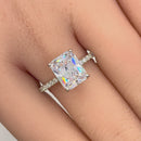 Sterling Silver Clear CZ Emerald Engagement Ring