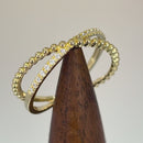Solid 14K Gold CZ Pave and Bead X Ring