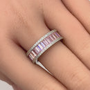 Sterling Silver Emerald Cut Eternity Pave Pink CZ Ring