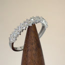 Solid 14K White Gold Elegant Half Eternity Wedding CZ Band