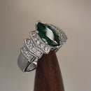 Sterling Silver Marquise Cut Emerald CZ Ring