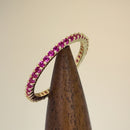 Solid 14K Yellow Gold Eternity Ruby CZ Ring