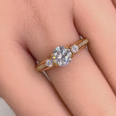 Solid 14K Yellow Gold Triple Round Cut CZ Engagement Ring