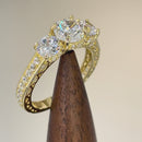 Solid 14K Yellow Gold Victorian Style Round Cut CZ Engagement Ring