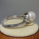 Sterling Silver Spiral Shell Pearl CZ Engagement Ring