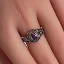 Sterling Silver Austere Oval Purple CZ Ring