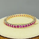 Solid 14K Yellow Gold Eternity Ruby CZ Ring