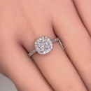 Solid 14K White Gold Cushion Halo Engagement Clear CZ Ring