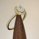 Solid 14K Yellow Gold Oval Cut Halo CZ Engagement Ring