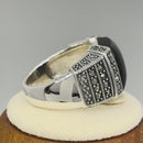 Sterling Silver Black Onyx Marcasite Ring