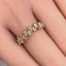 Solid 14K Yellow Gold Baguette Tapered Cut Cluster CZ Ring