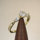 Solid 14K Yellow Gold Round & Marquise Cut CZ Engagement Ring