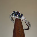 Sterling Silver Triple Oval Rainbow CZ Ring
