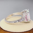 Sterling Silver Square White Lab Opal Pink CZ Ring