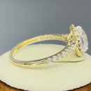 Solid 14K Yellow Gold Cushion Cut Halo CZ Engagement Ring