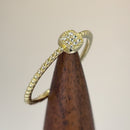 Solid 14K Yellow Gold Modern Abstract Round CZ Ring