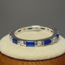 Sterling Silver Blue Sapphire and White CZ Eternity Ring