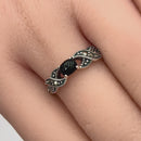 Sterling Silver Oval Black Onyx Marcasite Ring